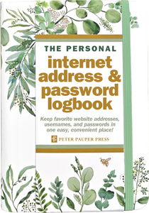 EUCALYPTUS INTERNET ADDRESS & PASSWORD LOGBOOK-Books & Stationery-PETER PAUPER PRESS-Coriander