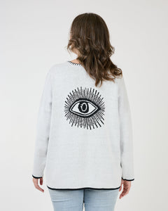 EYE PULLOVER-Jackets & Sweaters-SHANNON PASSERO-ONE-WHITE-BLACK-Coriander