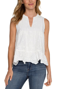 EYELET RUFFLE TOP-Tops-LIVERPOOL-SMALL-WHITE-Coriander