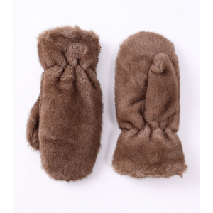 FAUX FUR MITTEN-Accessories-UGC FASHION-DARK TAUPE-Coriander