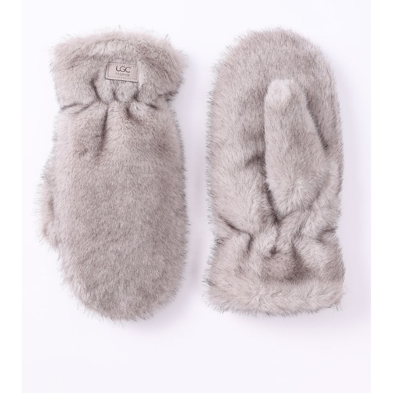 FAUX FUR MITTEN-Accessories-UGC FASHION-GREY-Coriander