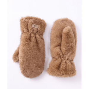 FAUX FUR MITTEN-Accessories-UGC FASHION-LIGHT BROWN-Coriander