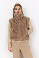 FAUX FUR VEST | HAYE-Jackets & Sweaters-SOYACONCEPT-SMALL-CAMEL-Coriander