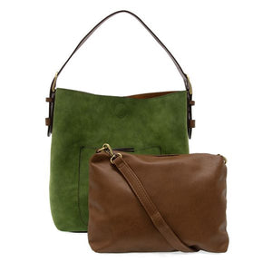 FAUX SUEDE HOBO HANDBAG-Bags & Wallets-JOY SUSAN-Coriander