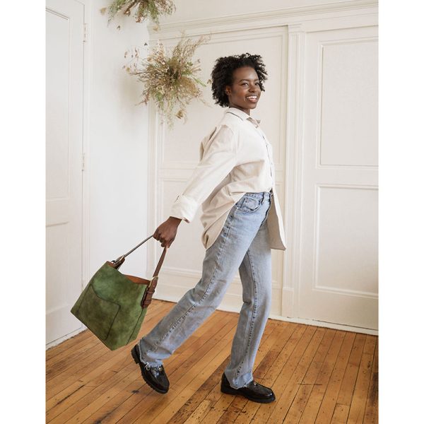 FAUX SUEDE HOBO HANDBAG-Bags & Wallets-JOY SUSAN-Coriander