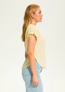 FDJ CRINKLE STRIPED TOP-Top-FRENCH DRESSING JEANS-Coriander