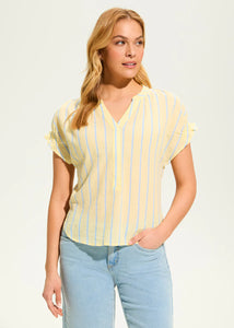 FDJ CRINKLE STRIPED TOP-Top-FRENCH DRESSING JEANS-SMALL-LEMONADE STRIPE-Coriander