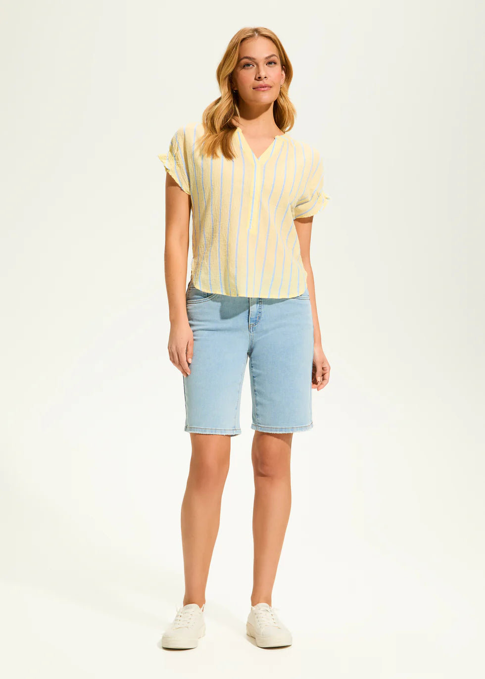 FDJ CRINKLE STRIPED TOP-Top-FRENCH DRESSING JEANS-Coriander