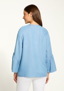 FDJ EMBROIDERED CHAMBRAY SHIRT-Tops-FRENCH DRESSING JEANS-Coriander