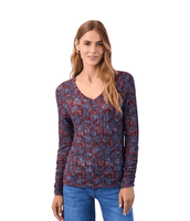 FDJ L/S TOP | V-NECK: SCARLET CRESTFLORAL-Tops-FRENCH DRESSING JEANS-XSMALL-SCARLET CRESTFLORAL-Coriander