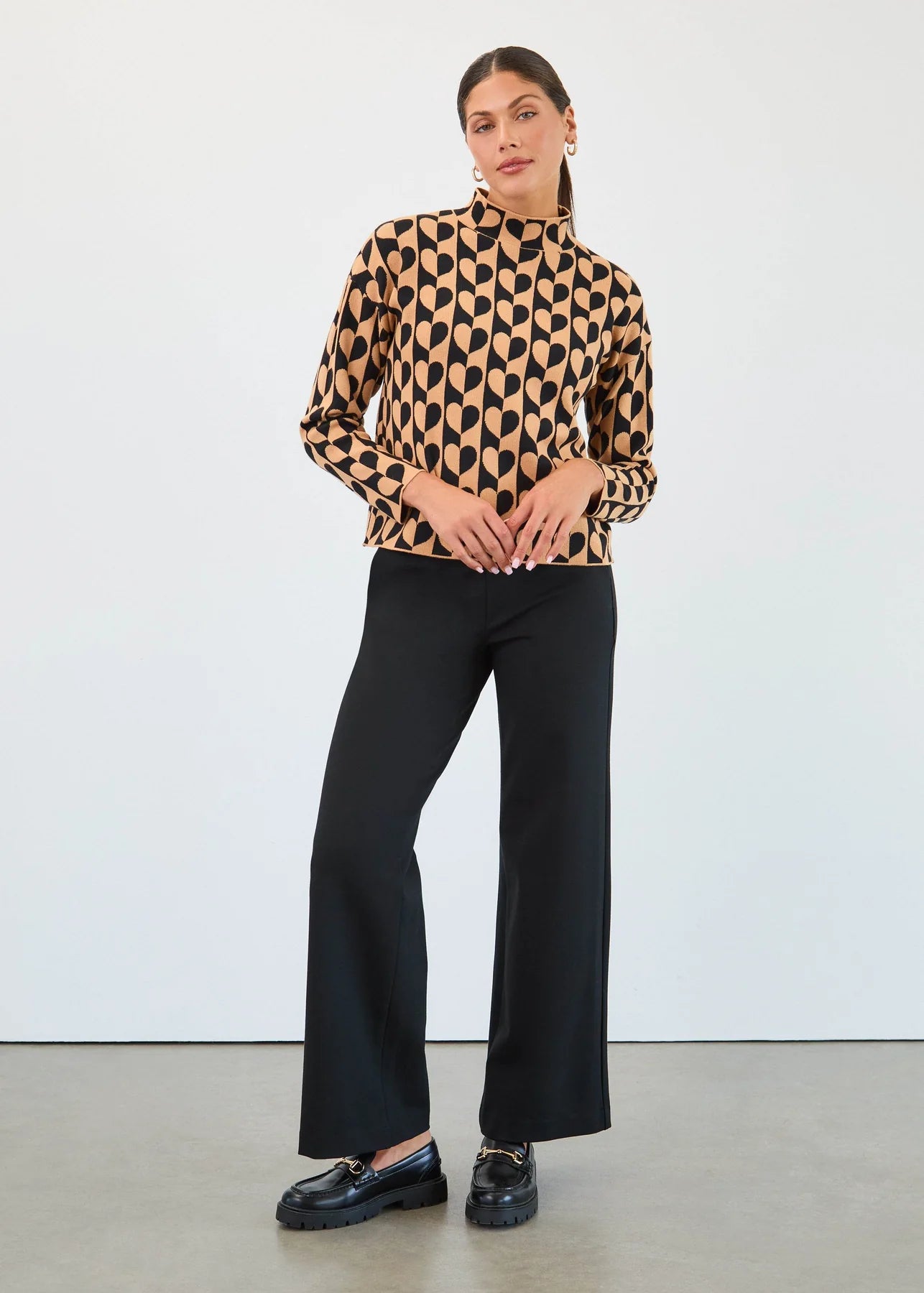FDJ PULLOVER SWEATER | HEARTS MOCK NECK-Jackets & Sweaters-FRENCH DRESSING JEANS-Coriander