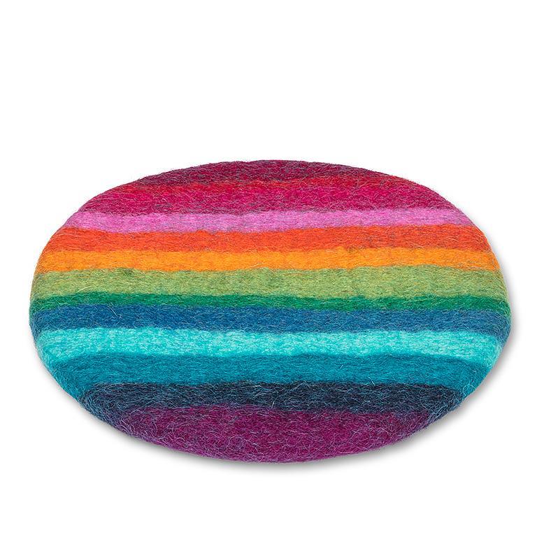 FELT TRIVET | RAINBOW STRIPE 8"D-Home-ABBOTT-Coriander