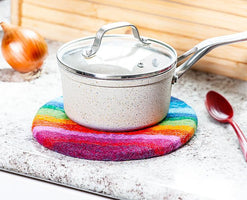 FELT TRIVET | RAINBOW STRIPE 8"D-Home-ABBOTT-Coriander