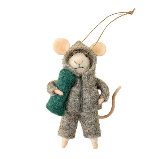 FELTED MOUSE ORNAMENT | ATHLEISURE ALEX-Home-INDABA TRADING-Coriander