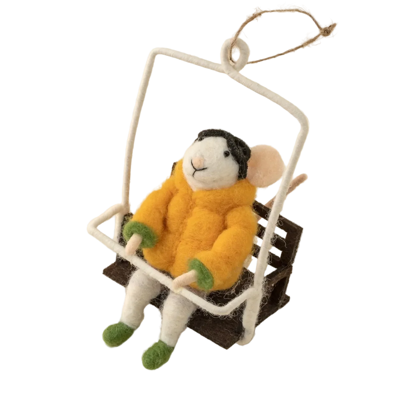 FELTED MOUSE ORNAMENT | CHAIRLIFT CHARLIE-Home-INDABA TRADING-Coriander