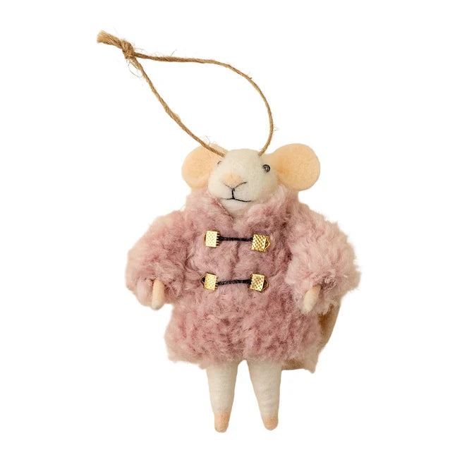 FELTED MOUSE ORNAMENT | COZY CLEMENTINE-Home-INDABA TRADING-Coriander