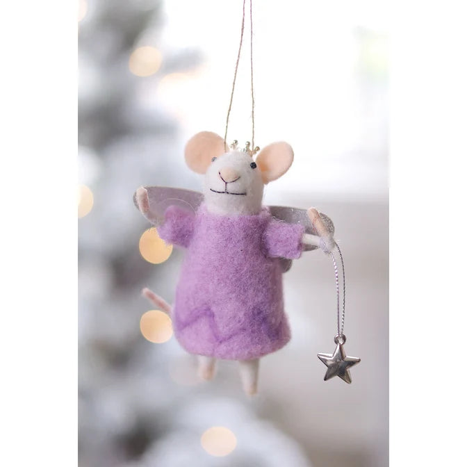 FELTED MOUSE ORNAMENT | FAIRYTALE FLORENCE-Home-INDABA TRADING-Coriander