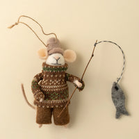 FELTED MOUSE ORNAMENT | FISHERMAN FRANK-Home-INDABA TRADING-Coriander