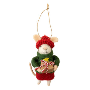 FELTED MOUSE ORNAMENT | GIFT-GIVING GERTIE-Home-INDABA TRADING-Coriander