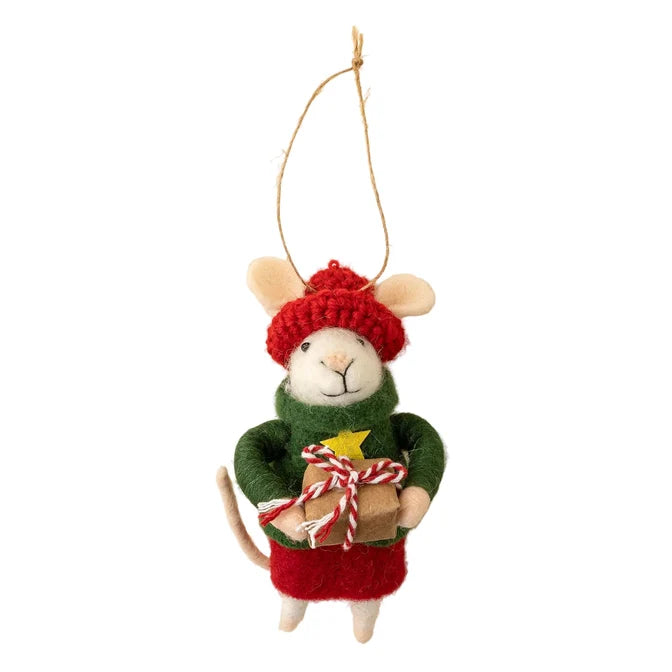 FELTED MOUSE ORNAMENT | GIFT-GIVING GERTIE-Home-INDABA TRADING-Coriander