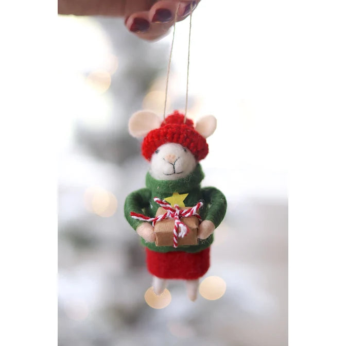 FELTED MOUSE ORNAMENT | GIFT-GIVING GERTIE-Home-INDABA TRADING-Coriander