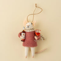 FELTED MOUSE ORNAMENT | MERLOT MILLIE-Home-INDABA TRADING-Coriander