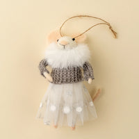 FELTED MOUSE ORNAMENT | PARTY DRESS PENELOPE-Home-INDABA TRADING-Coriander