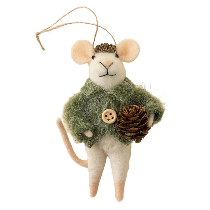 FELTED MOUSE ORNAMENT | PAUL PINECONE-Home-INDABA TRADING-Coriander