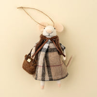 FELTED MOUSE ORNAMENT | TARTAN TESSA-Home-INDABA TRADING-Coriander