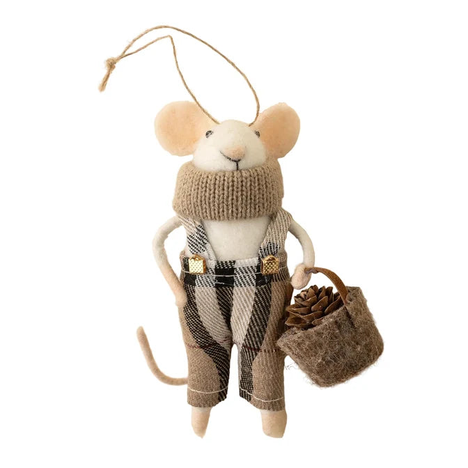 FELTED MOUSE ORNAMENT | TARTAN TIM-Home-INDABA TRADING-Coriander