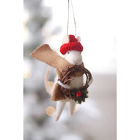 FELTED MOUSE ORNAMENT | WILLOW WREATH WILMA-Home-INDABA TRADING-Coriander