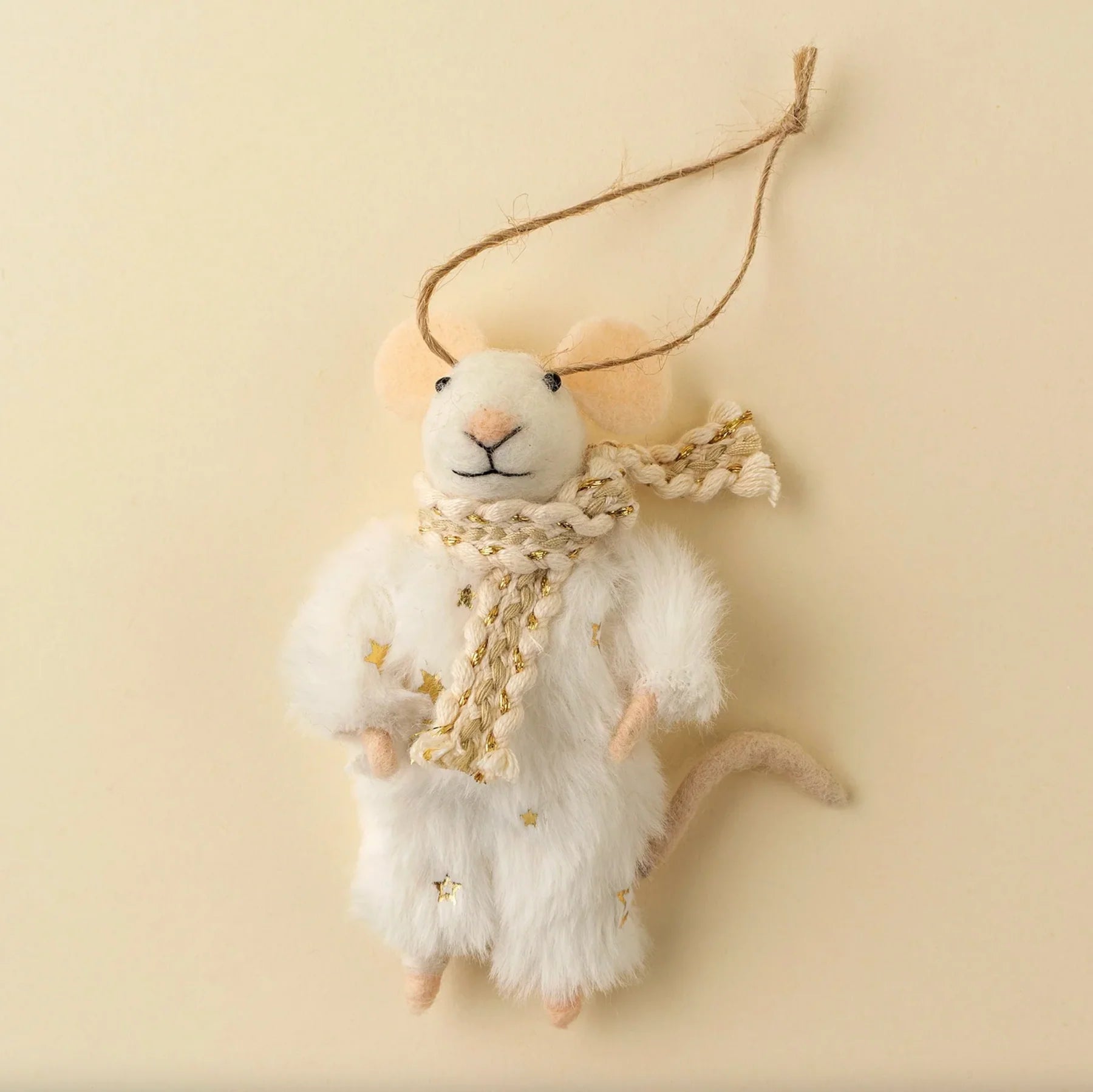 FELTED MOUSE ORNAMENT | WINTER WHITE WENDY-Home-INDABA TRADING-Coriander