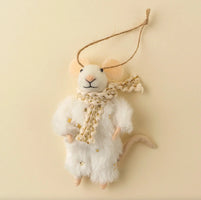 FELTED MOUSE ORNAMENT | WINTER WHITE WENDY-Home-INDABA TRADING-Coriander