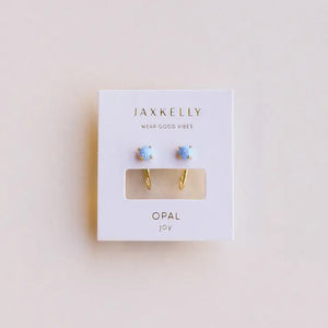 FIRE OPAL HUGGIES EARRINGS-Jewellery-JAX KELLY-Coriander