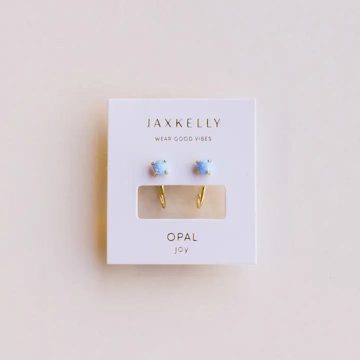 FIRE OPAL HUGGIES EARRINGS-Jewellery-JAX KELLY-Coriander