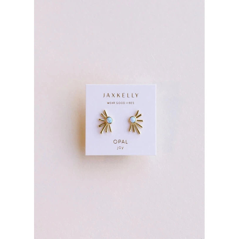 FIRE OPAL SUN RAY STUDS-Earrings-JAX KELLY-Coriander