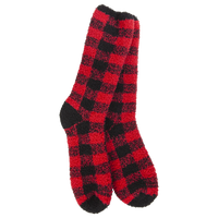 FIRESIDE COZY CREW SOCKS | RED/BLACK-Socks & Footwear-WORLD'S SOFTEST-Coriander
