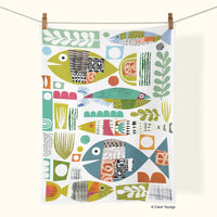 FISH SCHOOL TEA TOWEL-Tea Towel-WERKSHOPPE-Coriander