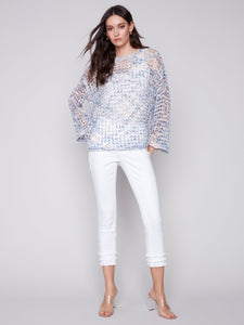 FISHNET CROCHET SWEATER-Jackets & Sweaters-CHARLIE B-Coriander