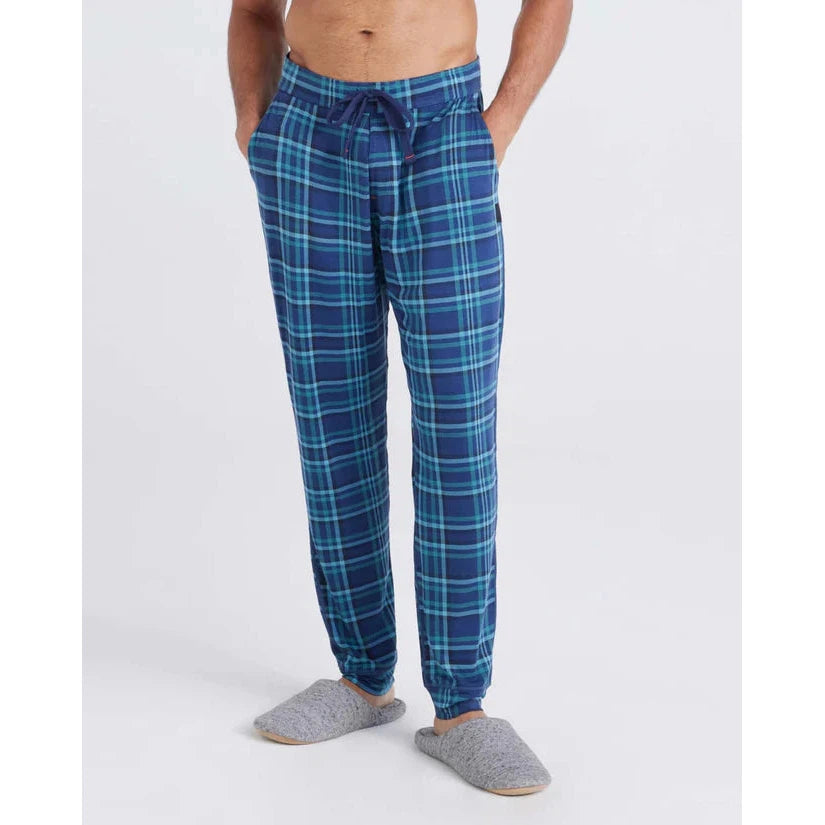 FLANNEL PLAID SNOOZE PANT | DARK DENIM-Pant-SAXX-SMALL-FLANNEL PLAID DENIM-Coriander