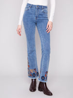 FLARE LEG JEANS | EMBROIDERY-Denim-CHARLIE B-Coriander