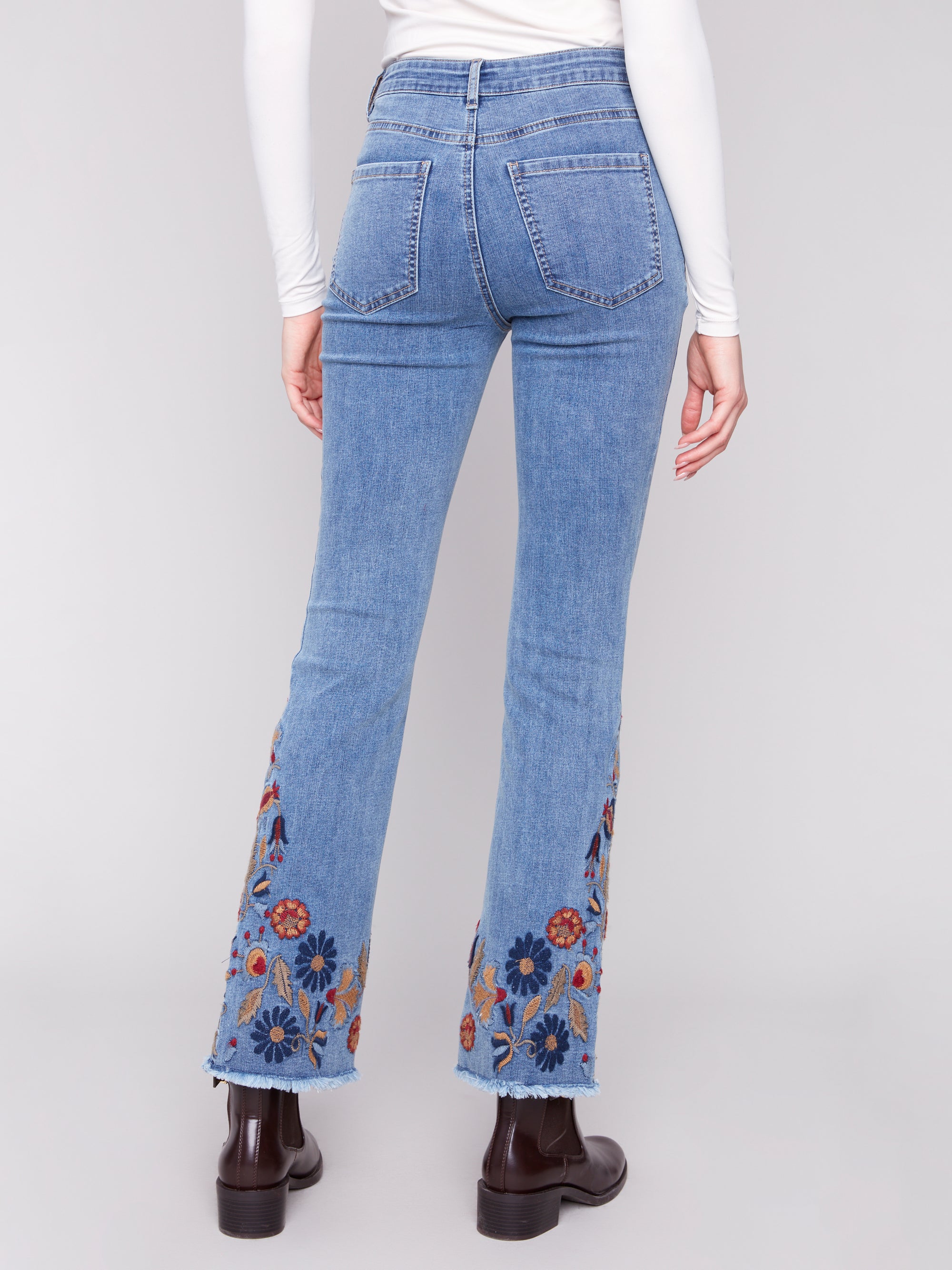 FLARE LEG JEANS | EMBROIDERY-Denim-CHARLIE B-Coriander