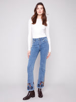 FLARE LEG JEANS | EMBROIDERY-Denim-CHARLIE B-Coriander