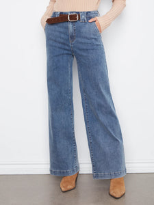 FLARE WIDE LEG JEANS | REMOVABLE BELT-Denim-CHARLIE B-Coriander