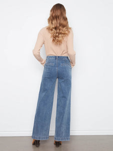 FLARE WIDE LEG JEANS | REMOVABLE BELT-Denim-CHARLIE B-Coriander