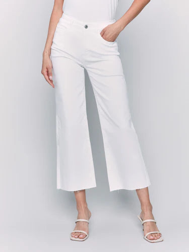 FLARED JEANS WITH RAW EDGE-Bottoms-CHARLIE B-4-WHITE-Coriander