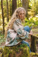 FLEECE COTTAGE CARDIGAN KIMONO JACKET | EARTH & SKY with TREES-Jackets & Sweaters-MARKET OF STARS-Coriander