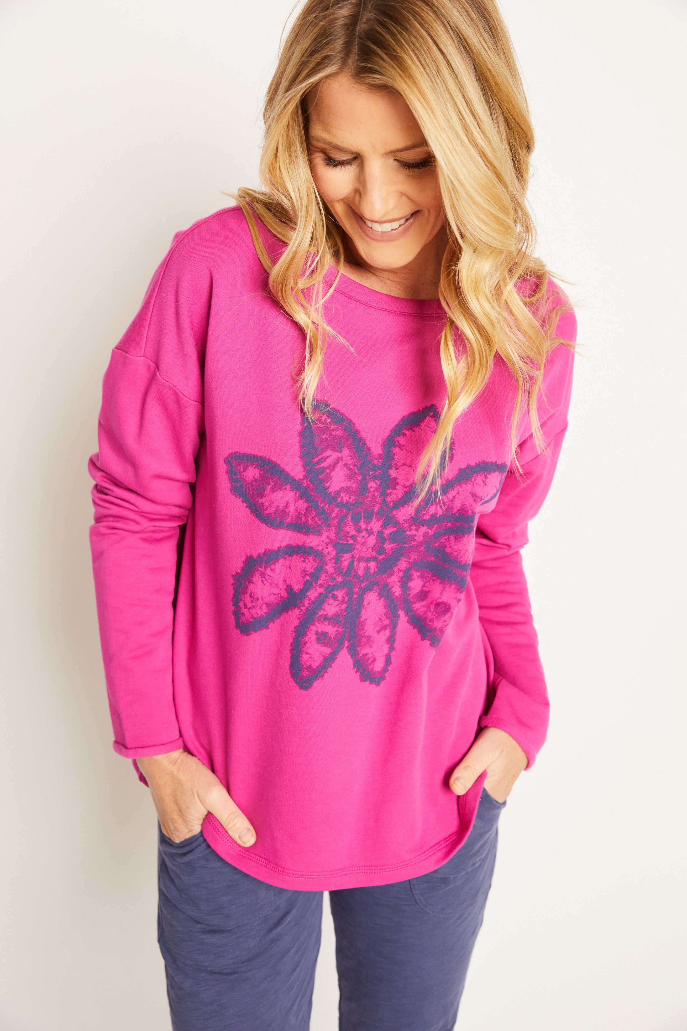 FLEECE PULLOVER TOP | DESTINATION-Tops-ESCAPE-SMALL-FUCHSA-Coriander