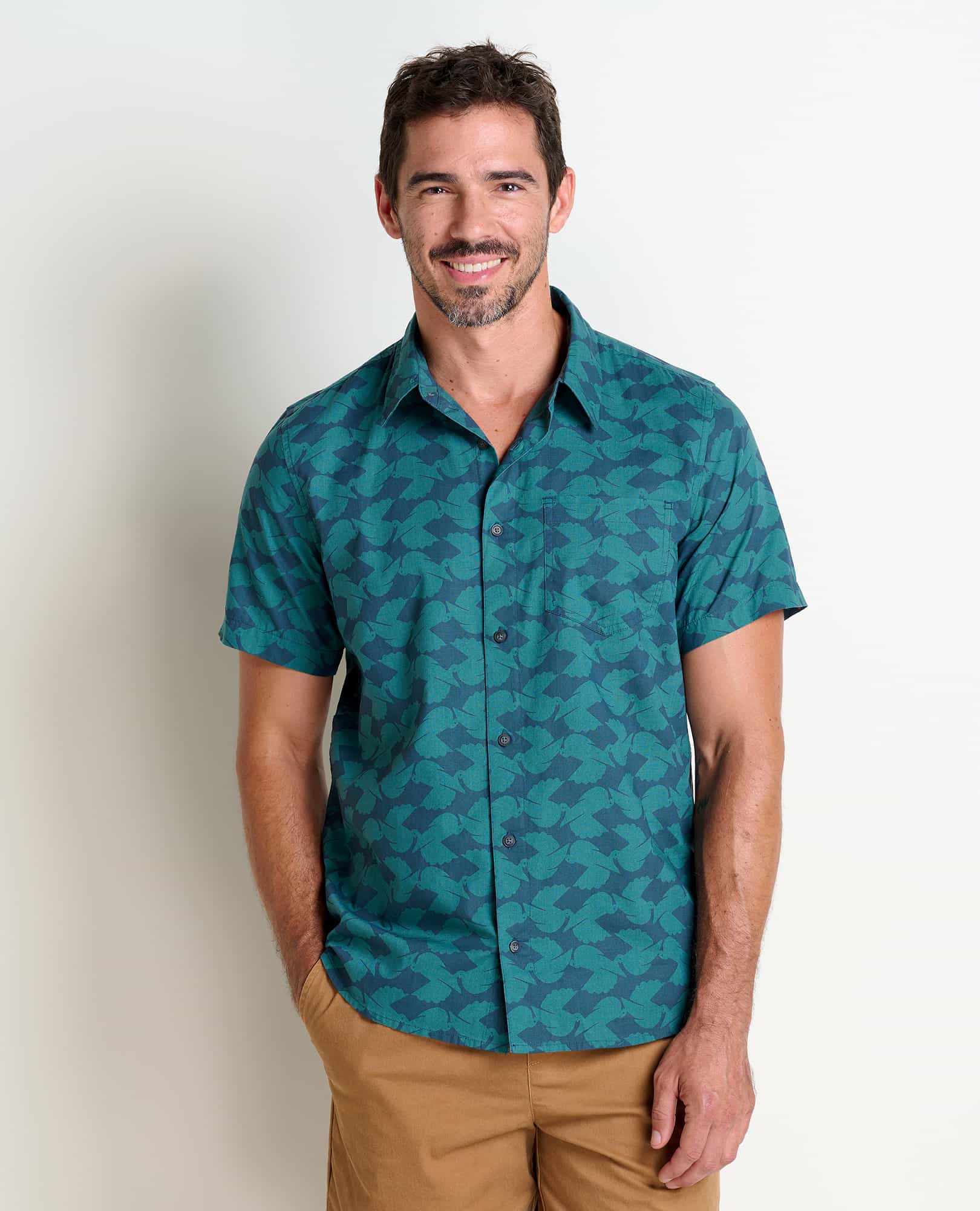 FLETCH SS SHIRT-Men's Shirt-TOAD&CO-SMALL-MIDNIGHT BIRD PRINT-Coriander