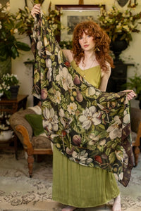 FLEUR DE LUNE SCARF | MAGNOLIA PRINT & BEES-Scarves & Wraps-MARKET OF STARS-Coriander